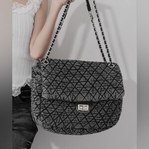 DENIM QUILTED FLAP BAG NWOT!